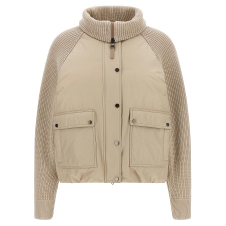 Knit insert down jacket