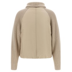 Knit insert down jacket