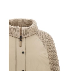 Knit insert down jacket