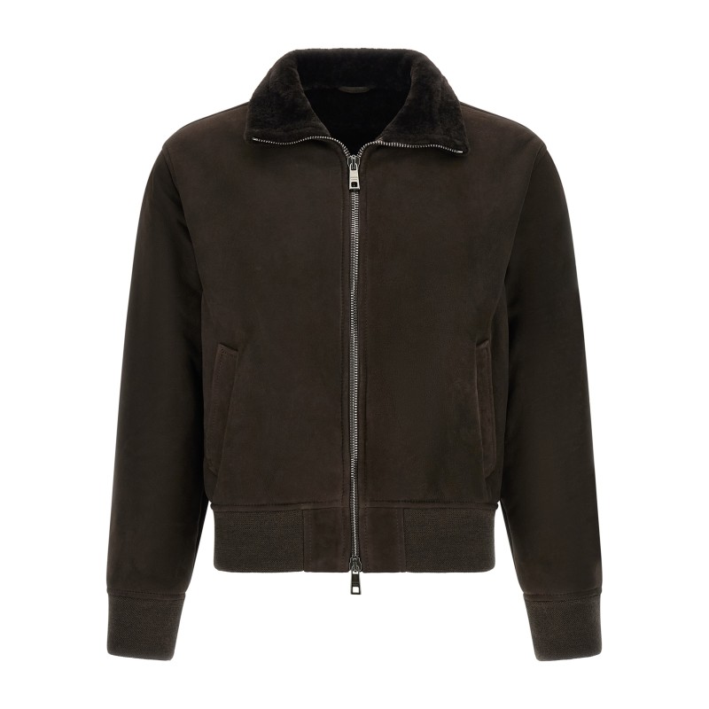 Suede bomber jacket
