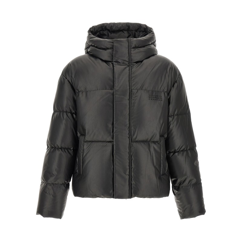 Lacquered finish down jacket