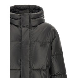 Lacquered finish down jacket
