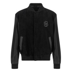 Leather bomber jacket