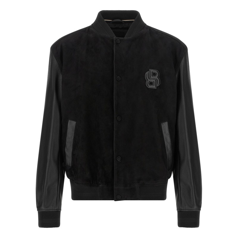 Leather bomber jacket