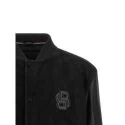 Leather bomber jacket