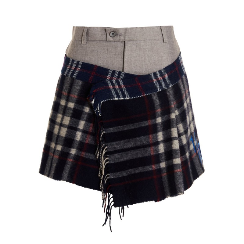 'Check Scarf Reworked' skirt