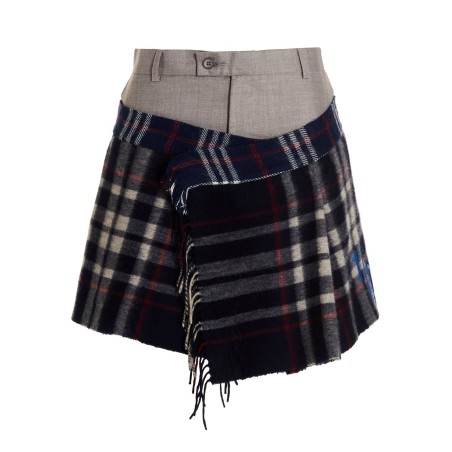 'Check Scarf Reworked' skirt
