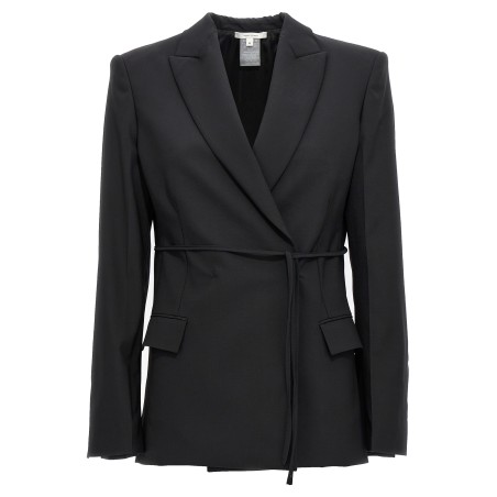 Double breast drawstring blazer jacket