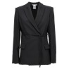 Double breast drawstring blazer jacket