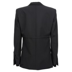Double breast drawstring blazer jacket