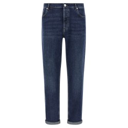Logo embroidery stretch jeans