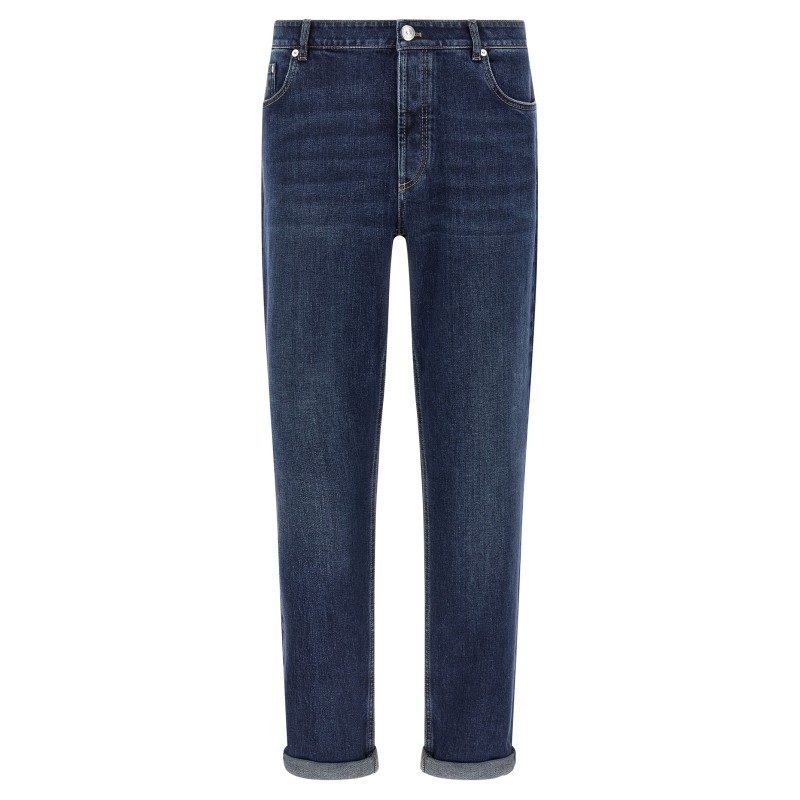 Logo embroidery stretch jeans