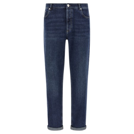 Logo embroidery stretch jeans