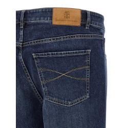Logo embroidery stretch jeans