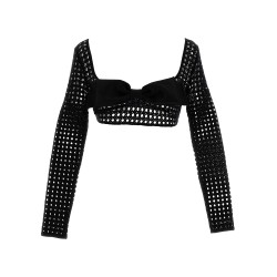 Cropped macramé bow top