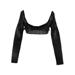 Cropped macramé bow top