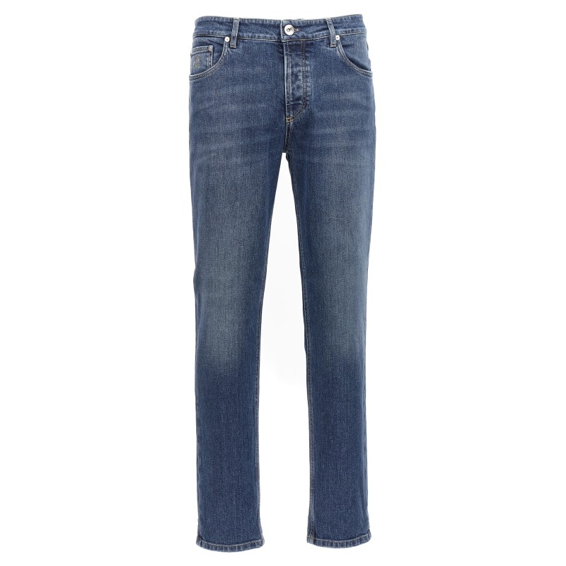 Logo embroidery stretch jeans