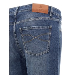 Logo embroidery stretch jeans