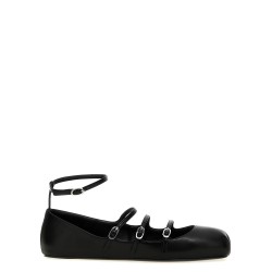 Leather strap ballet flats
