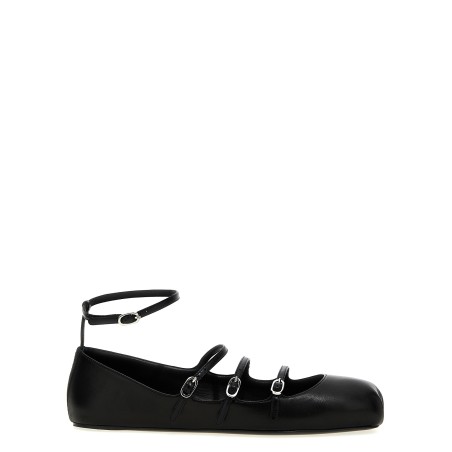 Leather strap ballet flats