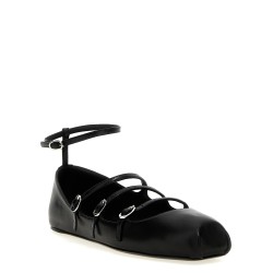 Leather strap ballet flats