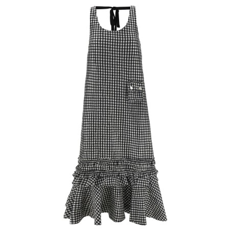 'Crinkled Check Long' dress