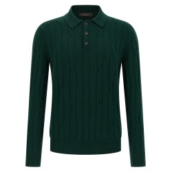 Braided wool polo shirt