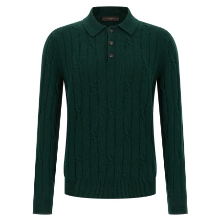 Braided wool polo shirt