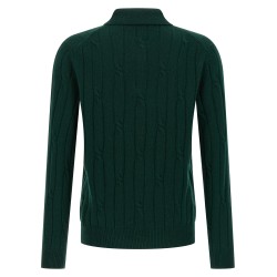 Braided wool polo shirt