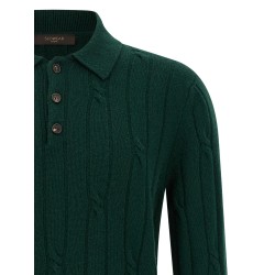 Braided wool polo shirt