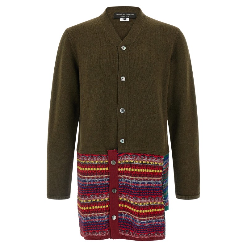 Jacquard insert cardigan
