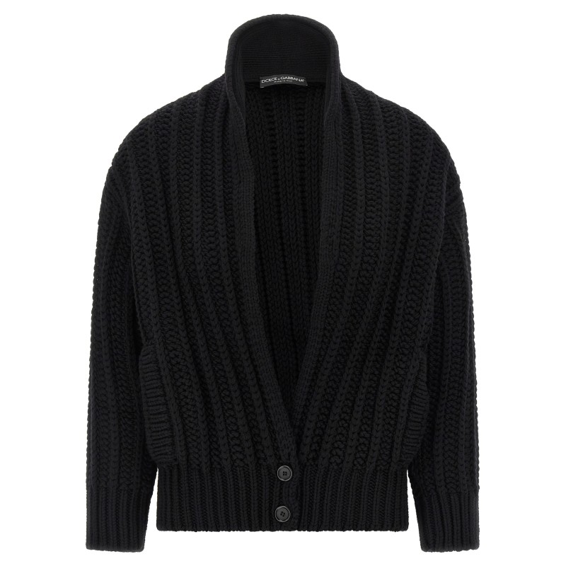 Coarse wool cardigan