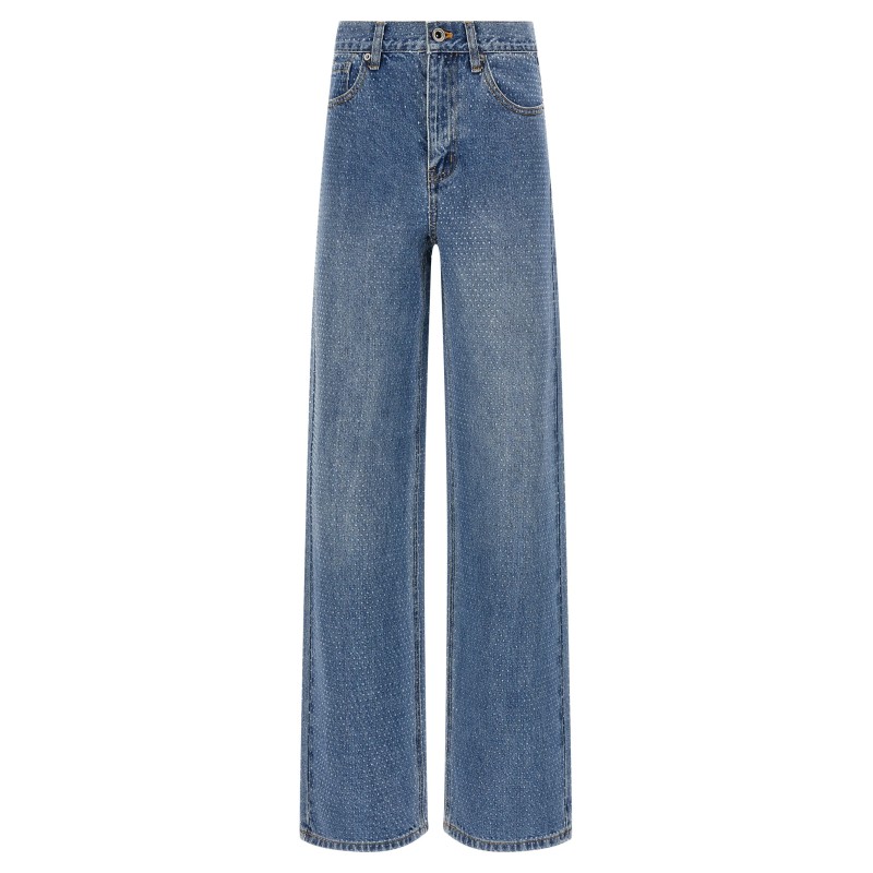 'Rhinestone Denim Straight Leg' jeans