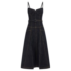 'Indigo Denim Flared Midi' dress