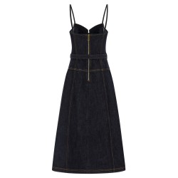 'Indigo Denim Flared Midi' dress