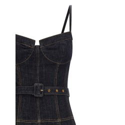 'Indigo Denim Flared Midi' dress