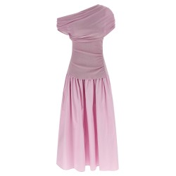 'Pink Cotton Draped Knit Midi' dress