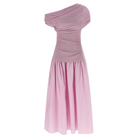 'Pink Cotton Draped Knit Midi' dress