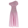 'Pink Cotton Draped Knit Midi' dress