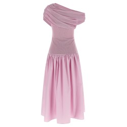 'Pink Cotton Draped Knit Midi' dress