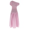 'Pink Cotton Draped Knit Midi' dress