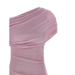 'Pink Cotton Draped Knit Midi' dress