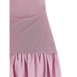 'Pink Cotton Draped Knit Midi' dress
