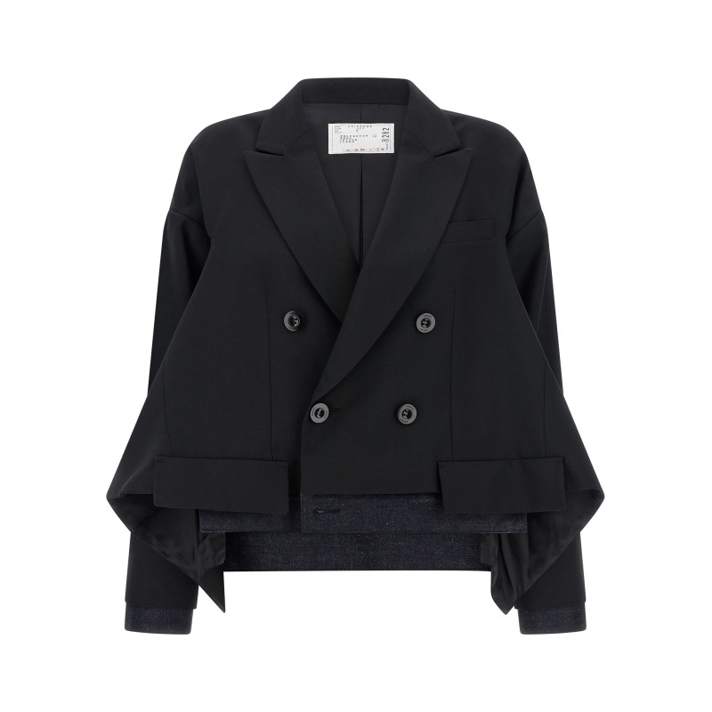 Denim insert blazer