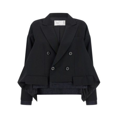 Denim insert blazer
