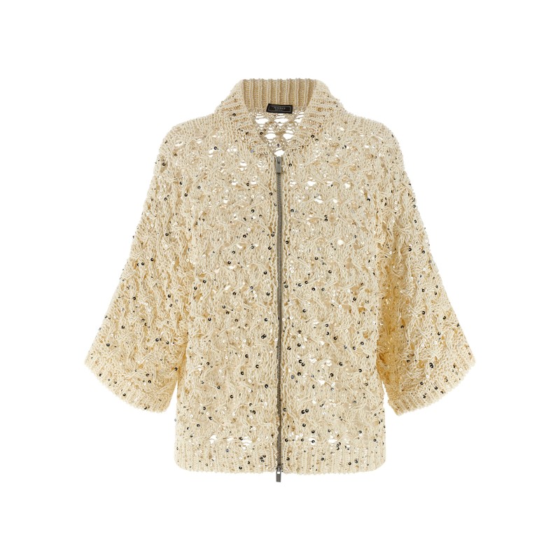 Sequin mesh cardigan