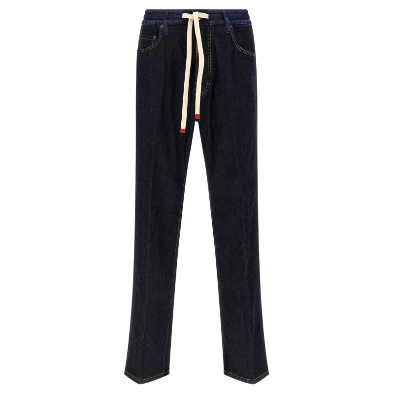 Crinkled effect jeans