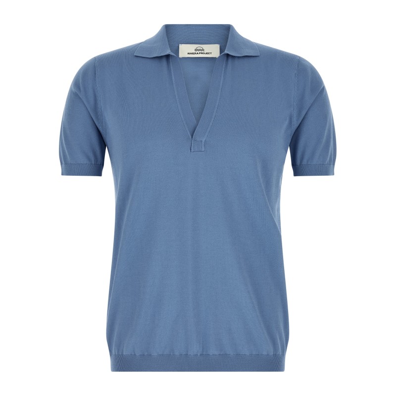 Open collar polo shirt