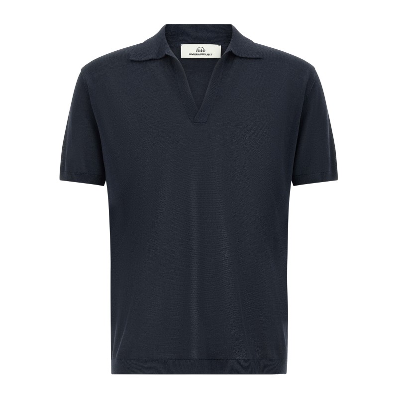 Open collar polo shirt