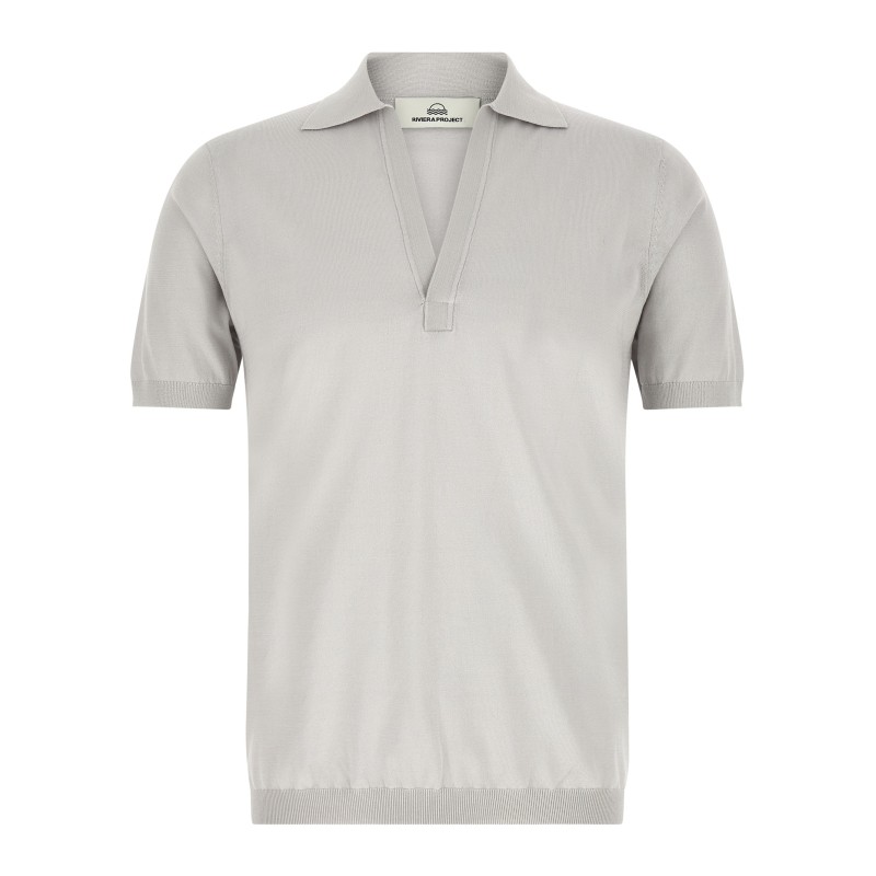 Open collar polo shirt